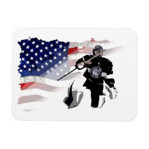 Hockey Goalie and US Flag   Magnet
