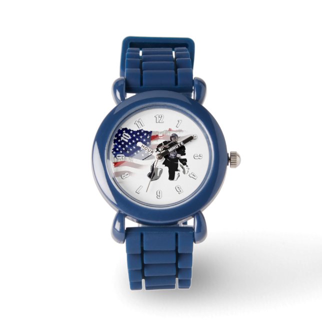 Hockey Goalie and US Flag  Watch (Front)