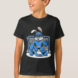 Hockey Goalie Bunny Blue Net Pads Stick Helmet T-Shirt