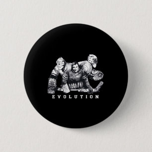 Hockey Goalie Evolution No Mask Vintage Mask To Mo 2 Inch Round Button