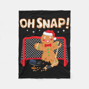Hockey Goalie Funny Christmas Gingerbread Man Oh S Fleece Blanket
