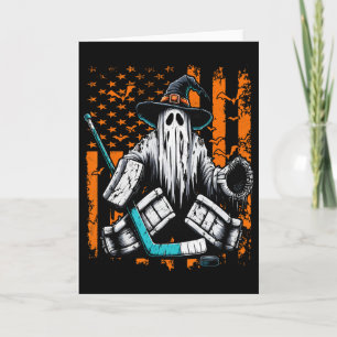Hockey Goalie Ghost Halloween American Flag Ice Ho Card