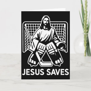 Hockey Goalie Goalkeeper Jesus Saves Christian Hoc Card