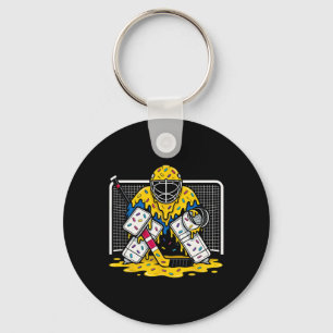 Hockey Goalie Ice Cream Drip Boys Ice Hockey Youth Keychain