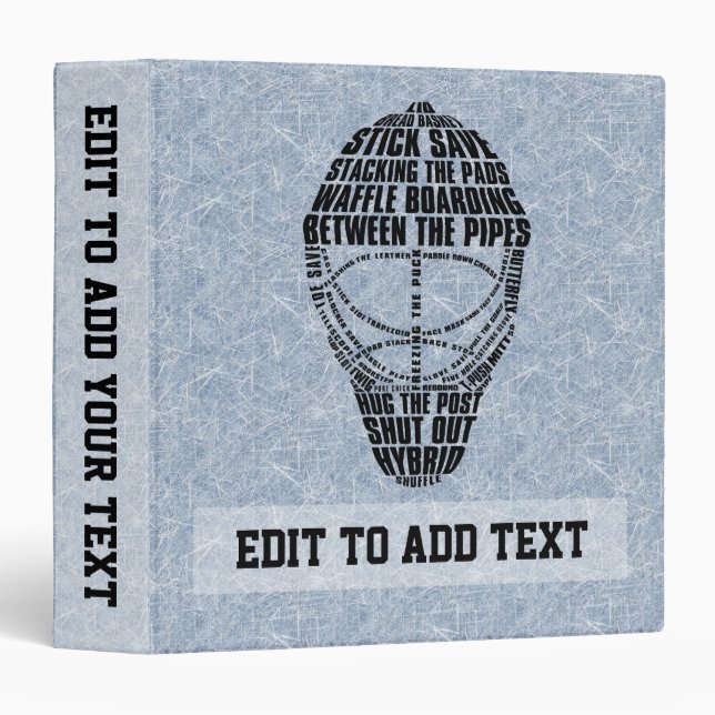 Hockey Goalie Mask Customizable Vinyl Binder (Front/Spine)