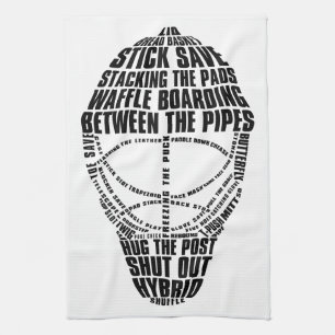 Hockey Goalie Mask Typography Kitchen Towel