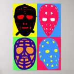 Hockey Goalie Masks Pop Art Poster<br><div class="desc">Cool, colorful pop-art style vintage ice hockey goalie masks. Perfect for hockey goalies and fans! Great on a t-shirt, hoodie, or on many great gift ideas e.g. cell phone cases, laptop and ipad sleeves, aprons, mugs, bags and more. You can customize any design, by adding your own text, or resizing...</div>