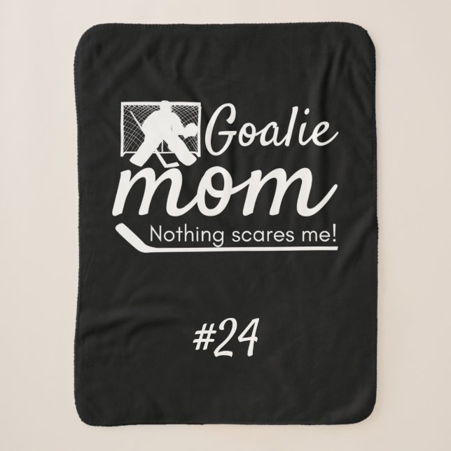 Hockey goalie mom rink gear blanket black (Front)