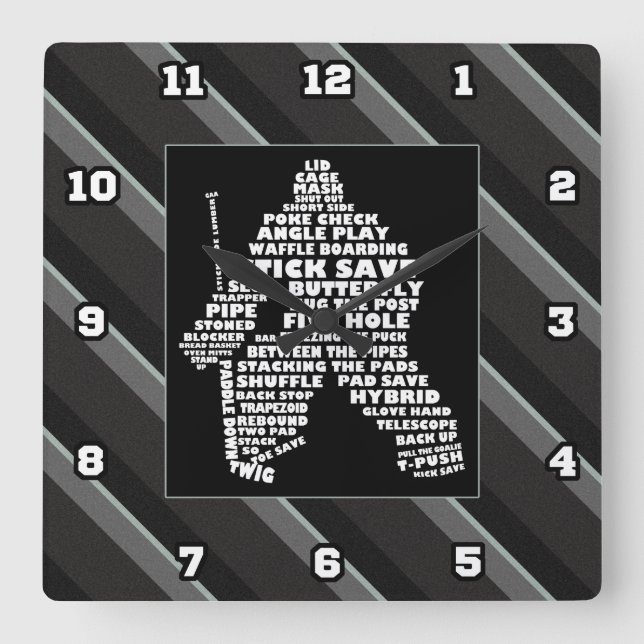 Hockey Goalie Netminder Word Art  Square Wall Clock (Front)