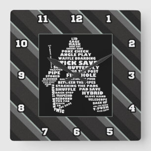 Hockey Goalie Netminder Word Art  Square Wall Clock