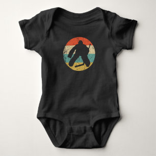 Hockey Goalie Silhouette Retro Hockey Baby Bodysuit
