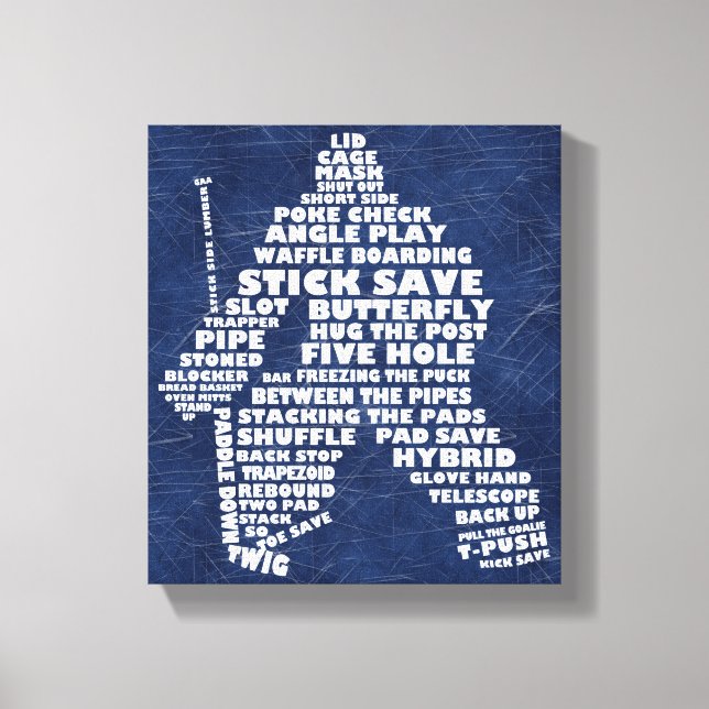 Hockey Goalie Text Art Canvas Print (Front)