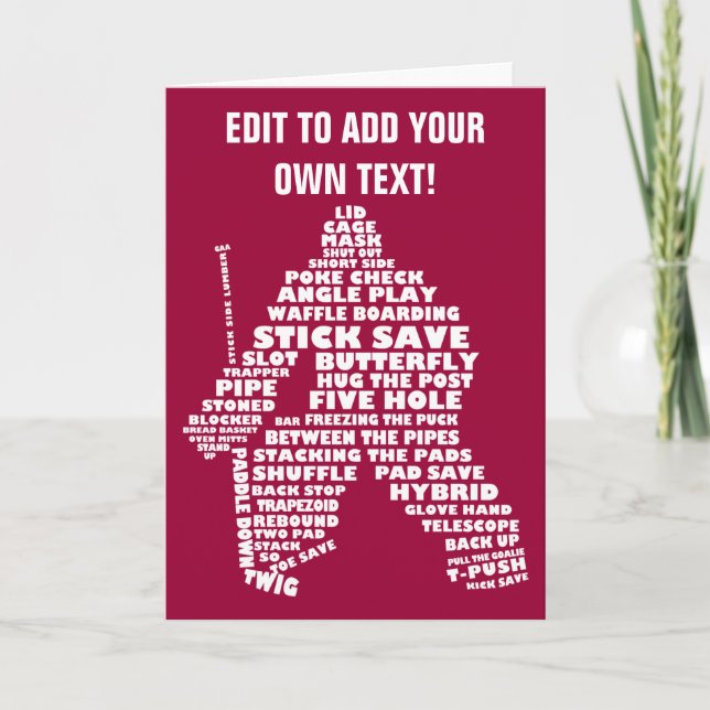Hockey Goalie Text Art Greeting Card (Front)