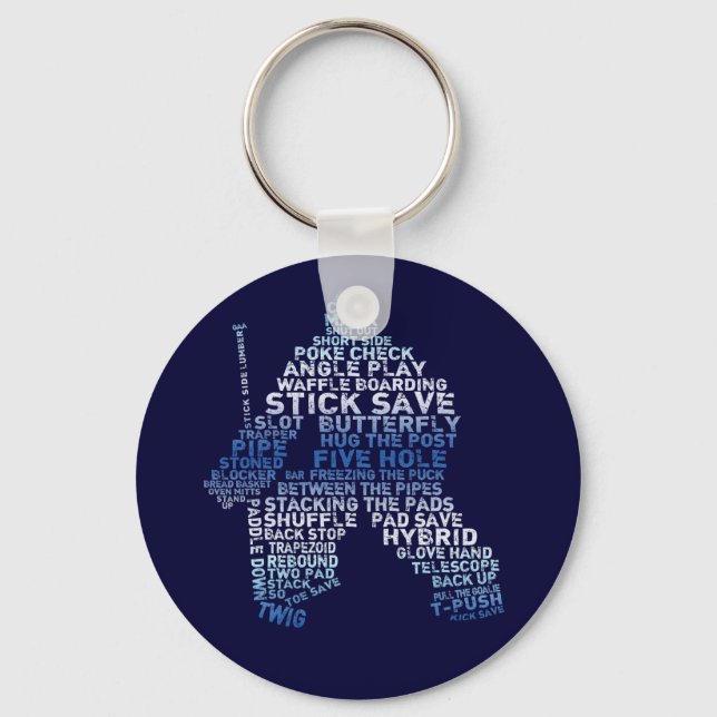 Hockey Goalie Text Keyring (Front)