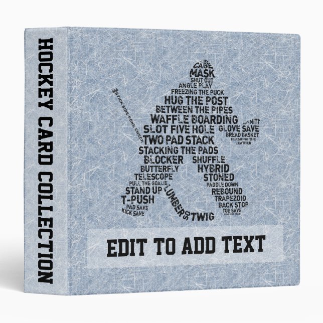 Hockey Goalie Trading Card Album, Customizable Binder (Front/Spine)