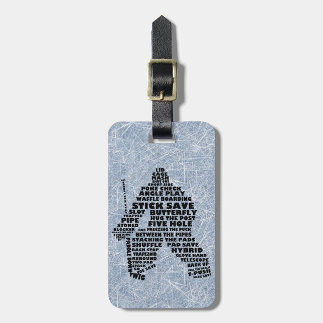 Hockey Goalie Typography Custom Luggage Tag (Front Vertical)