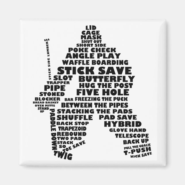 Hockey Goalie Typography Magnet (Front)