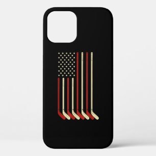 Hockey Goalie USA Flag Hockey Stick Ice Hockey iPhone 12 Case