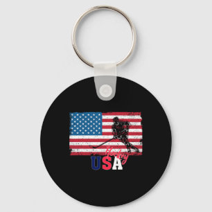 Hockey Goalie Usa Flag Hockey Stick Ice Hockey For Keychain