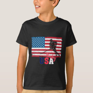 Hockey Goalie Usa Flag Hockey Stick Ice Hockey For T-Shirt