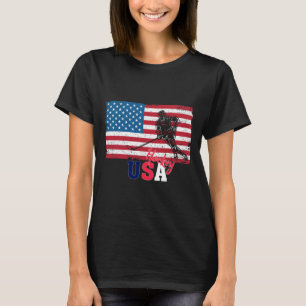 Hockey Goalie Usa Flag Hockey Stick Ice Hockey For T-Shirt