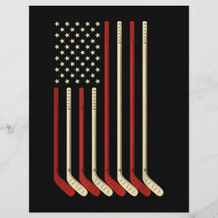 Hockey Goalie USA Flag Hockey Stick Ice Hockey Letterhead