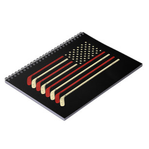 Hockey Goalie USA Flag Hockey Stick Ice Hockey Notebook