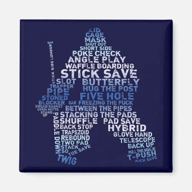 Hockey Goalie Word Art Magnet (Front)