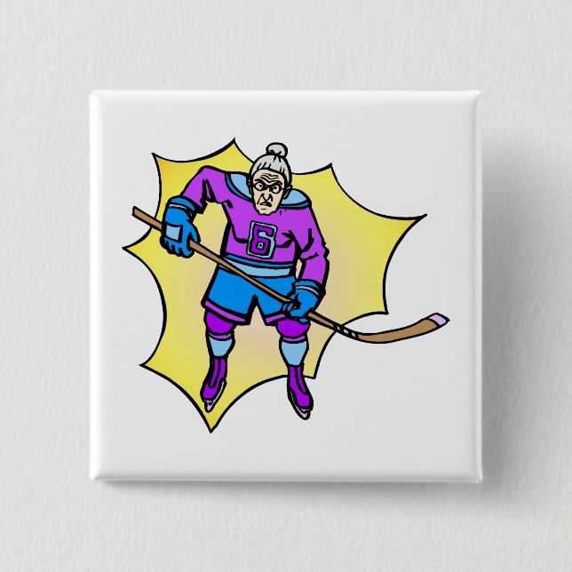 Hockey Grandma 2 Inch Square Button (Front)