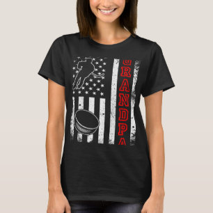 Hockey Grandpa American Flag Funny Hockey Lovers T-Shirt