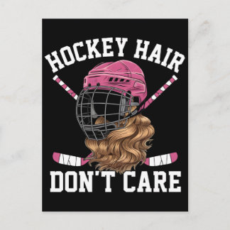 Hockey hair dont care a playful hockey design 2026 holiday postcard