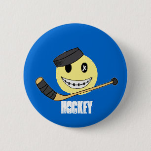 HOCKEY HAPPY 2 INCH ROUND BUTTON