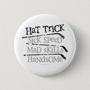 Hockey Hat Trick 2 Inch Round Button