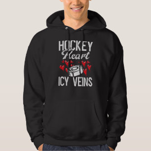 Hockey Heart Icy Veins Backprint Hockey Player Hoodie