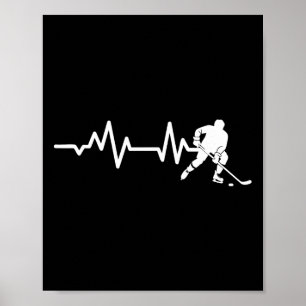 Hockey Heartbeat Line Ice Hockey Skater Funny Fan Poster