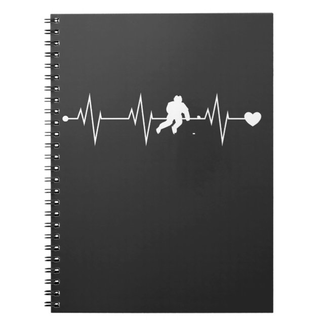 Hockey Heartbeat Pulse - Funny Hockey Player Notebook (Front)