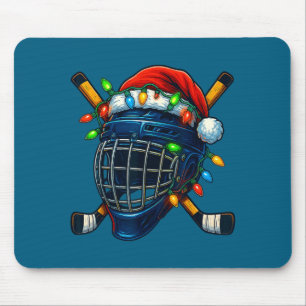 Hockey Helmet Christmas Lights Santa Hat Design Xm Mouse Pad