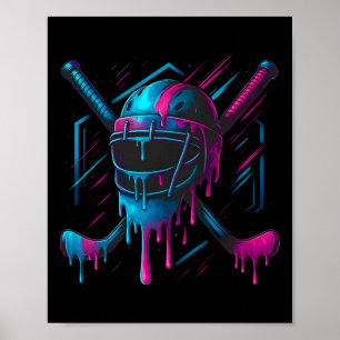 Hockey Helmet Ice Cream Drip Boys Ice Hockey Youth Poster
