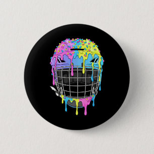 Hockey Helmet Ice Cream Drip For Hockey Player Boy 2 Inch Round Button