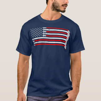Hockey  Hockey American Flag  Hockey Player  T-Shirt