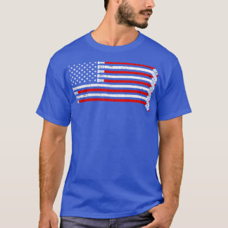 Hockey  Hockey American Flag  Hockey Player  T-Shirt