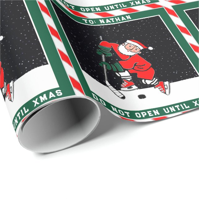 Hockey Holiday Gift Wrapping Paper (Roll Corner)