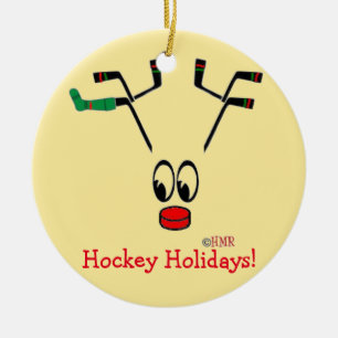 Hockey Holidays Reindeer Ornament ~ Hockey Mom!