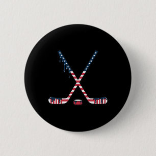 Hockey Ice Cream Drip American Flag Hockey Youth B 2 Inch Round Button