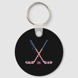Hockey Ice Cream Drip American Flag Hockey Youth B Keychain