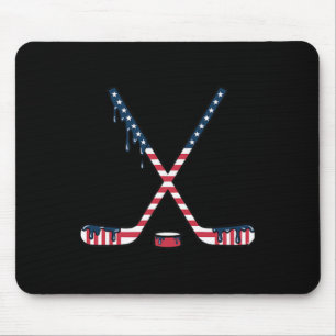 Hockey Ice Cream Drip American Flag Hockey Youth B Mouse Pad