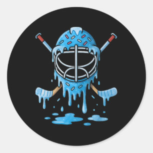 Hockey Ice Cream Drip Boys Girls Ice Hockey Youth Classic Round Sticker