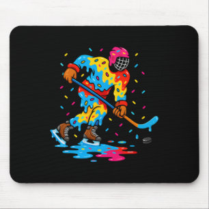 Hockey Ice Cream Drip Boys Girls Ice Hockey Youth Mouse Pad