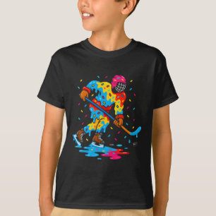 Hockey Ice Cream Drip Boys Girls Ice Hockey Youth  T-Shirt