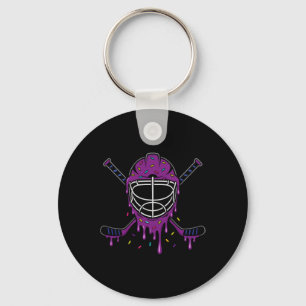 Hockey Ice Cream Drip Boys Ice Hockey Helmet Stick Keychain